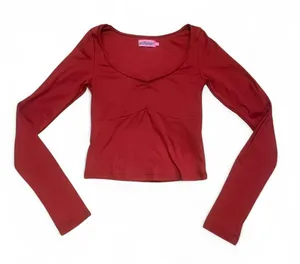 Edikted Burgundy Long Sleeve Top thumbnail 1