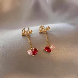 Crystal Love Heart Dangle Drop Earrings for Women thumbnail 2