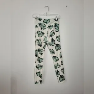 Wildfox Sweat Leggings Green Palm Print High Waist Sportswear Gym Workout Small thumbnail 5