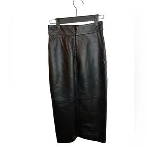 G. label By Goop Black Leather Samira Midi Skirt thumbnail 4