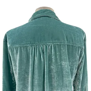 Anthropologie Pilcro Mara Relaxed‎ Velvet Buttondown Top Teal Blue Size US 2 thumbnail 9