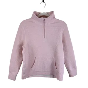 Israphel Womens Pink Textured Metallic Gold Shimmer Quarter Zip Pullover Small thumbnail 1