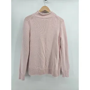 J.Crew Sweater Womens M Always Mock Neck Pink Cotton Shaker Knit EUC thumbnail 3
