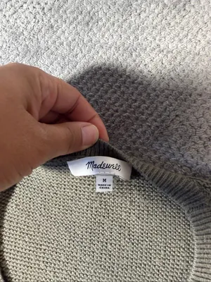 Madewell Women’s Medium Olive Green Textured Knit Crew Neck Sweater Cotton Blend thumbnail 5