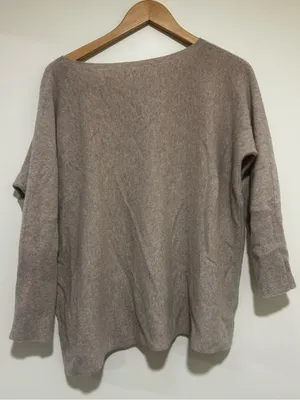 Garnet Hill Cashmere Beige Crewneck Knit Sweater Size Small thumbnail 4
