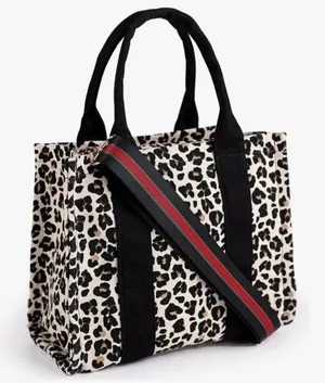 Leopard Print Tote Bag with Black Accents thumbnail 1