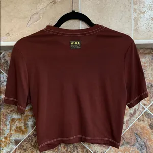Women's Nike Chocolate Brown and Orange Soft Crop Top T-Shirt Medium Slim Fit thumbnail 3