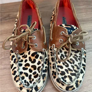 Sperry Leopard Faux Fur Boat Shoes in Brown thumbnail 1