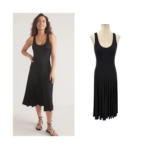 Marine Layer Lexi Rib Fit and Flare Midi Dress Black Sleeveless Size Small thumbnail 2