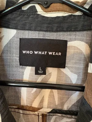 Who What Wear Black Brown Leaf-Print Sleeveless vest and short set thumbnail 5