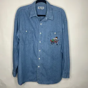 Vintage Beetle Bailey Chambray Button Up Shirt Sz XL Cotton thumbnail 5