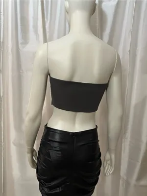 ZARA NWT Gray Strapless Tube Crop Top Size Small | Bandeau Stretch Ribbed thumbnail 4
