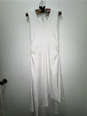 COS V-Neck White Asymmetrical Sleeveless Maxi Dress Size XS thumbnail 4