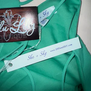 She + Sky Teal Strappy Dress thumbnail 2