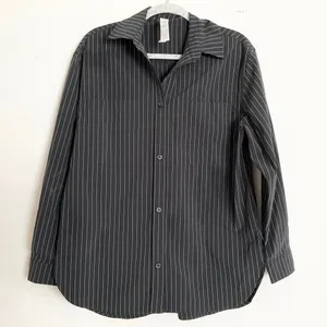 Alo Yoga Pinstripe Daylight Button Down Long Sleeve Black/Titanium XS thumbnail 2