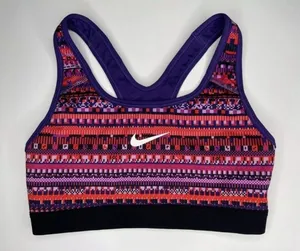 Nike Sports Bra Purple Pink‎ Aztec Print Low Impact Padded Athletic Top thumbnail 1