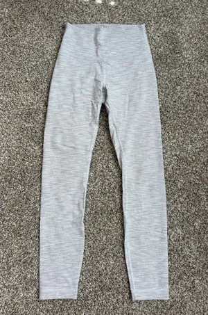 White and Gray Lululemon Wunder Under Leggings thumbnail 1