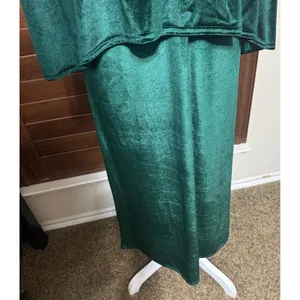 Club L London Green Velvet Cape Midi Dress V-Neck Sheath XXL holiday Cocktail thumbnail 3