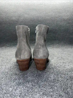 Dolce Vita Gray Suede Ankle Booties with Brown Trim Size 8 thumbnail 6