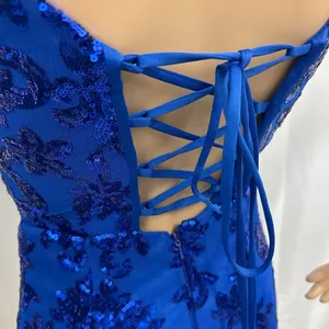 EAST COAST BELLA Royal Blue Sequin Cocktail Dress Corset Back Mini Women’s Sz 2 thumbnail 6