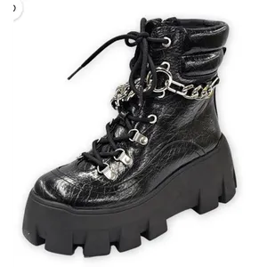 Circus by Sam Edelman Circus NY Aidyn black chain-detail ankle boots Size 6.5 Grunge Goth Lug Sole thumbnail 1