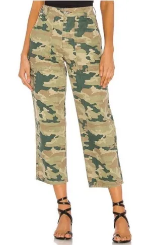Free People Remy‎ Pants Size 24 Moss Green Camo High Rise Cropped Gorpcore Indie thumbnail 1