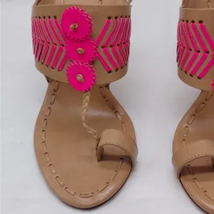 Tory Burch Womens High Heel Sandals Size 7.5 Tan Pink Leather Party Night Out thumbnail 5