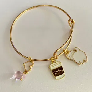 Handmade Kawaii cat coffee lover bracelet/bangle thumbnail 2