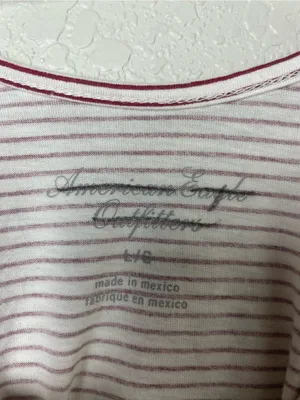 American Eagle Striped Scoop-Neck Crop Top - Maroon/White Size L thumbnail 5