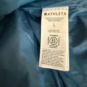 Athleta Downtown Vest Women Large Teal Blue Puffer Down Insulated Winter 599481 thumbnail 6