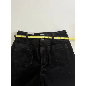 Anthropologie Maeve Colette Velvet Wide-Leg Pants Trousers Crop Black Size 26 thumbnail 5