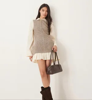 New ASOS DESIGN Shirt Hybrid Mini Dress With Peplum Hem Size 6 thumbnail 2
