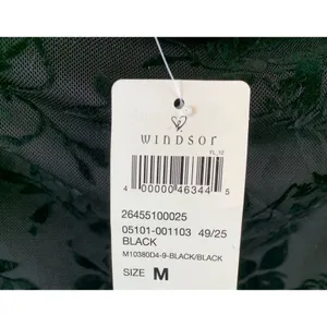 Windsor Black Velvet Burnout Floral Strapless Dress Side Slit Size M Fairygoth thumbnail 10