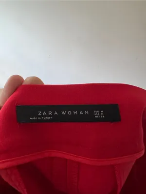 Zara Red High Waisted Shorts Zipper Detail thumbnail 4