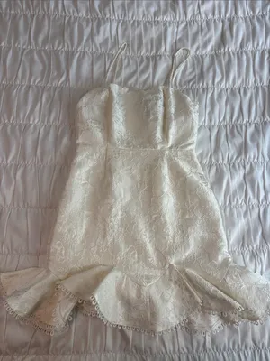 Lulu's Ivory Lace Spaghetti Strap Ruffled Mini Dress thumbnail 1