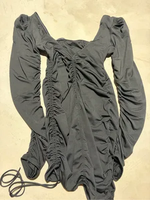 Oh Polly Black Ruched Long-Sleeve Dress 8 thumbnail 7