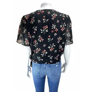 ✨MADEWELL Botanical Print Wrap Sz XS Top In True Black✨ thumbnail 5