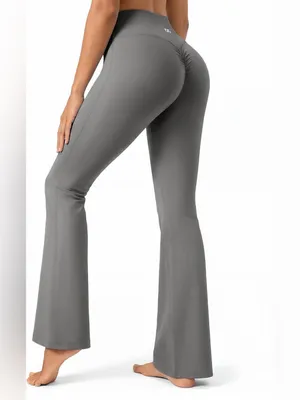 INNO MINT High Waist Scrunch Butt Flare Yoga Pants Gray Size L 12/14 NWT thumbnail 2
