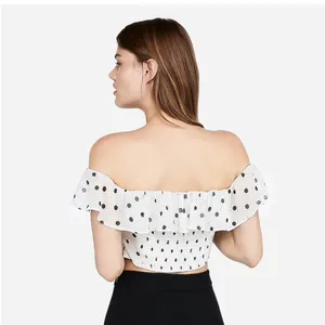 Express | Polka Dot Off The Shoulder Crop Top thumbnail 3