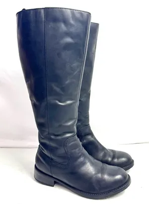 Clarks Swansea Glen Tall Black Faux Leather Sherpa Lined Riding Boots Size 8 thumbnail 1