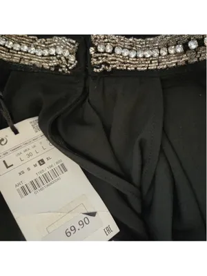 Zara Black Halter Neck Jumpsuit with Silver Embellishment Size L NWT thumbnail 7