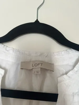 Loft White Tiered Mini Dress Small Coastal Beachy Boho Summer Vacation Cotton thumbnail 2