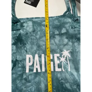 PAIGE Denim Tie Dye Logo‎ Tote Bag Teal Blue Palm Tree Graphic New With Tags thumbnail 5