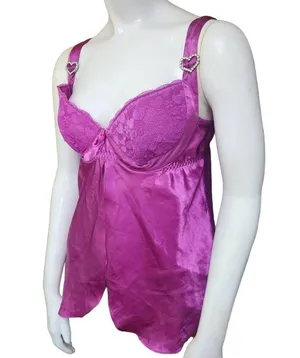 Vintage Frederick's of Hollywood Magenta Babydoll (L) thumbnail 1