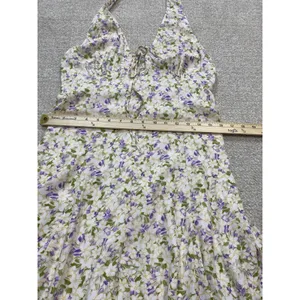 Maeve by Anthropologie Cream Halter Mini Dress with Lavender Floral 100% Viscose thumbnail 13