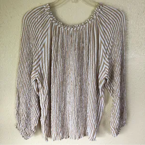 Max Studio Striped Crinkle Blouse M thumbnail 7