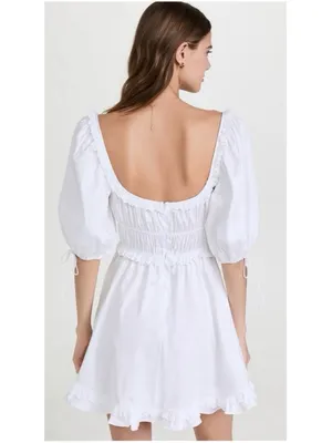 For Love & Lemons Jackson Clean Girl Babydoll Puff Sleeve Eyelet Mini Dress S thumbnail 5