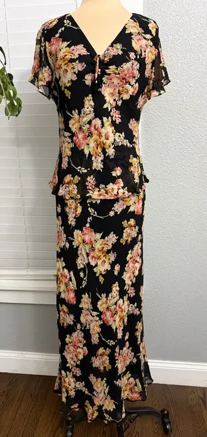 Spenser Jeremy Silk V-Neck Floral Maxi Dress Size 10 thumbnail 1