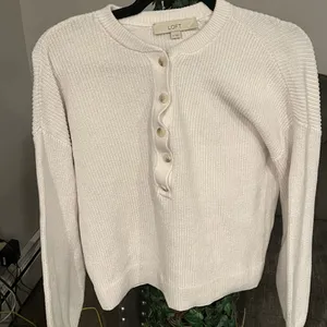 LOFT Women’s Button White Cardigan medium Sweater thumbnail 1