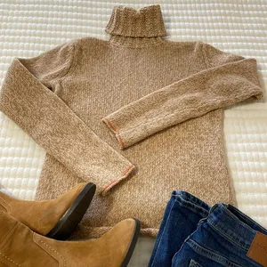Gap Tan Heathered Wool/Cotton Turtleneck Sweater Size M thumbnail 1